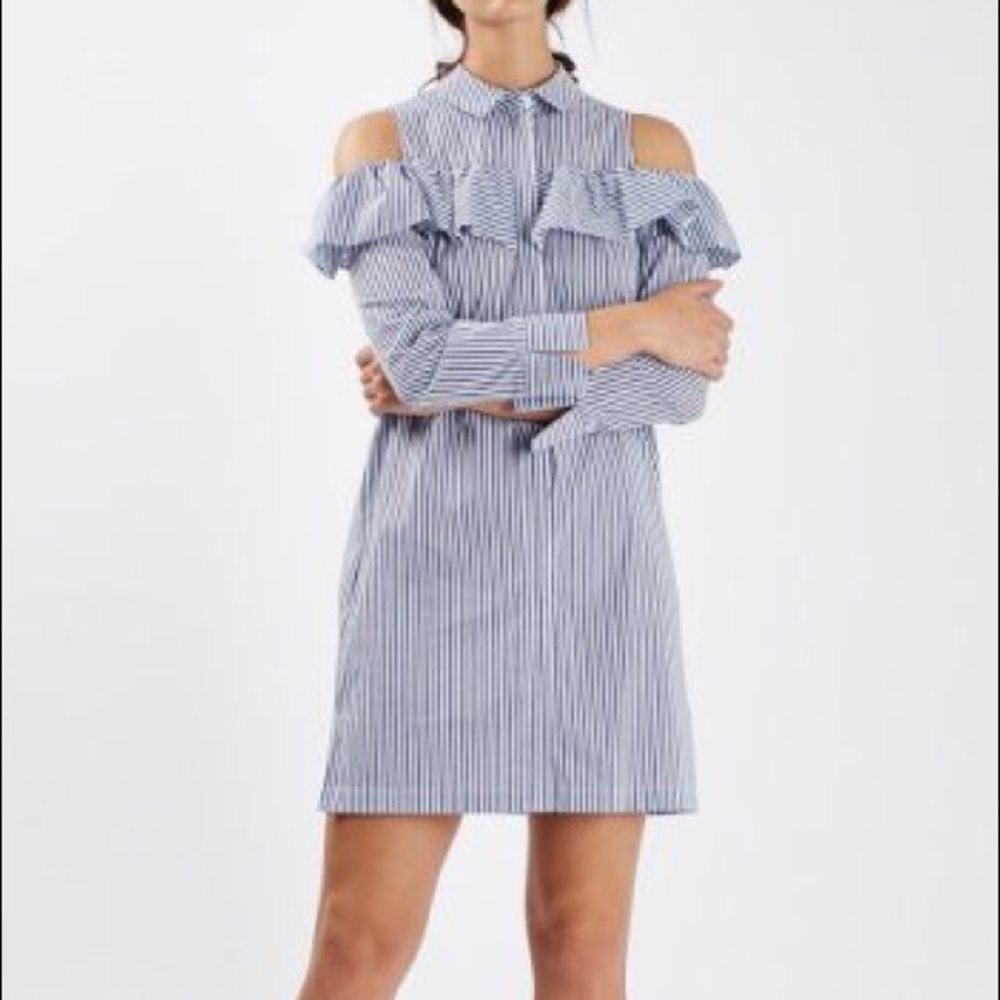 Topshop cold shoulder button up poplin dress